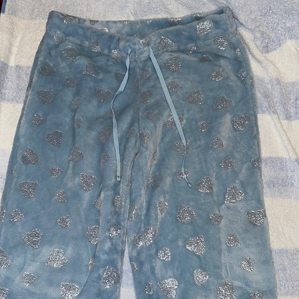 Fuzzy Light blue with chrome hearts